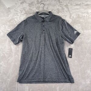 NEW Adidas Men's Polo Shirt Golf Stripes Outdoor Performance XL Gray/Black